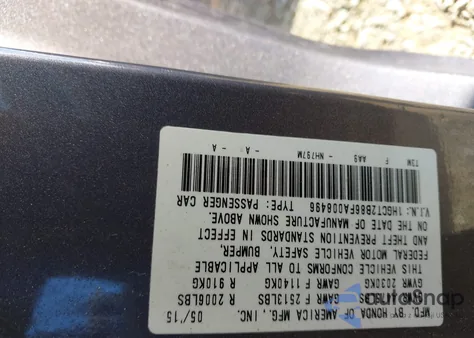 2015 Honda Accord Ex-L V-6 z USA, uszkodzony, nr VIN 1HGCT2B86FA008496